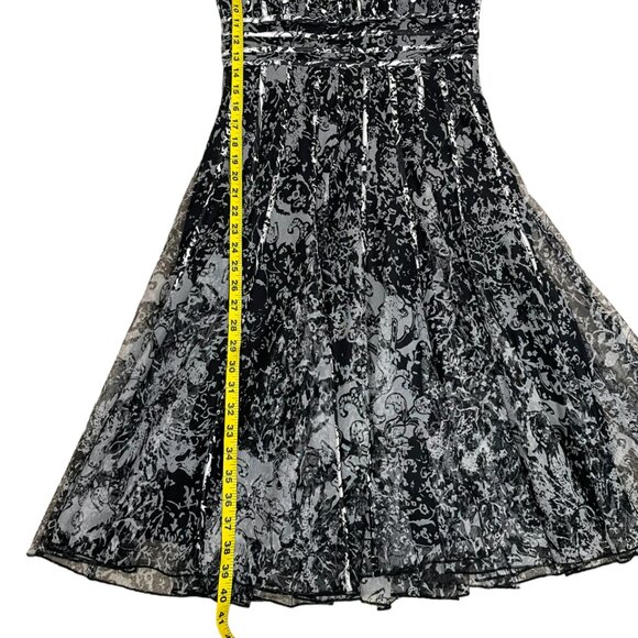 JS Collections Fit & FlareTulle Corset Cocktail Midi Dress Size 8 Black/Gray - Picture 12 of 13